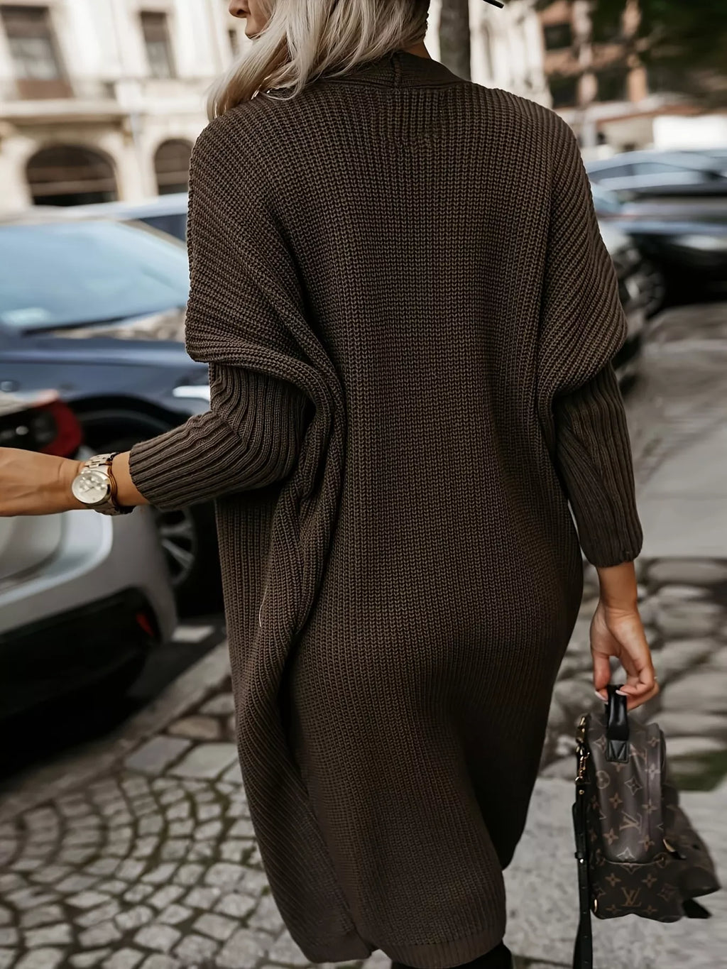 chocolate knit longline womens cardigan