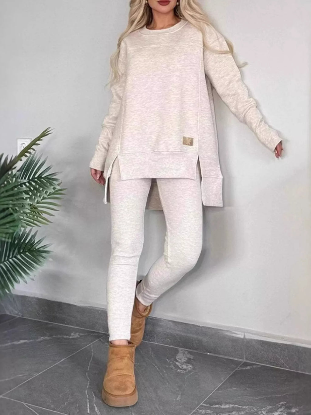 woman wearing a lounge set